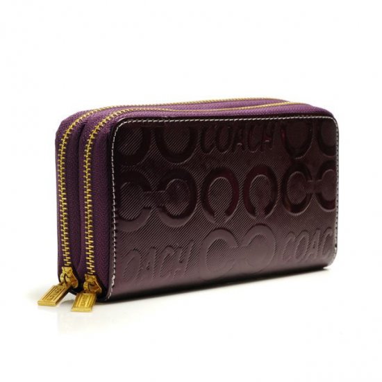 Coach In Signature Large Purple Wallets ARU | Women - Click Image to Close